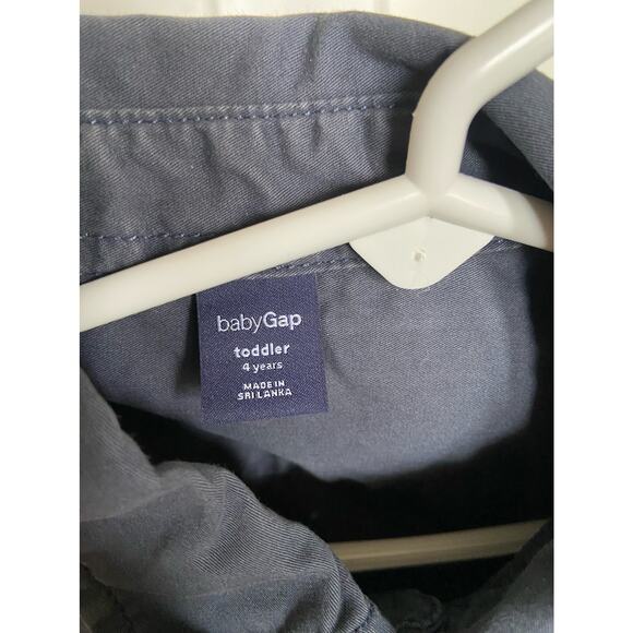 Gap Boys Shirt Size 4 The Brick Lane Gray Work Style Button Up Down‎ Front - Picture 5 of 6